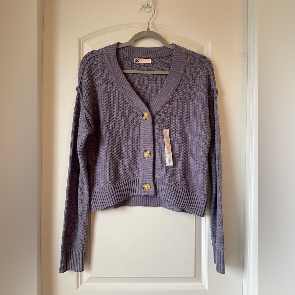 Purple button-up cardigan